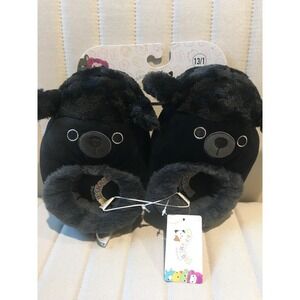 Squishmallows Black Poodle Plush Slippers Kids Size 13/1 NWT Novelty Shoes